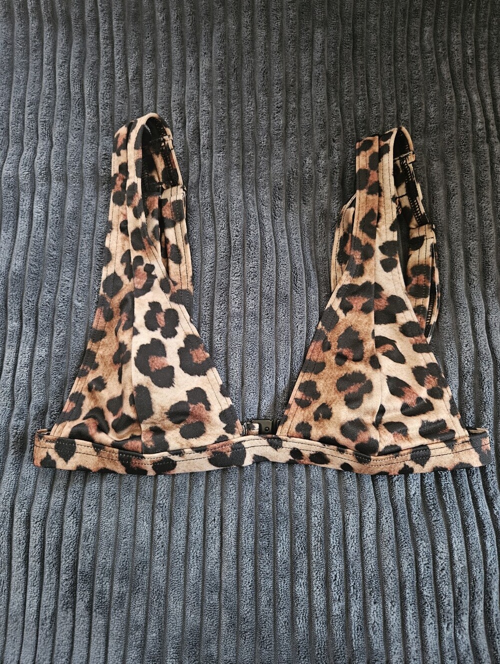 Leopard Print Triangle Bralette - Brown XS